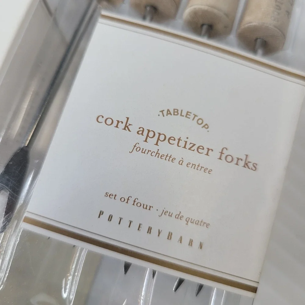 Pottery Barn Tabletop Cork Appetizer Forks Set of‎ 8 New Old Stock Charcuterie